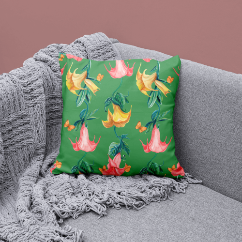 Cojín estampado campanillas