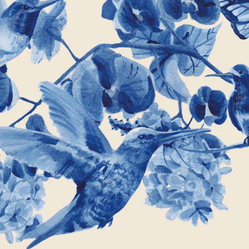 Estampado floral jardín azul