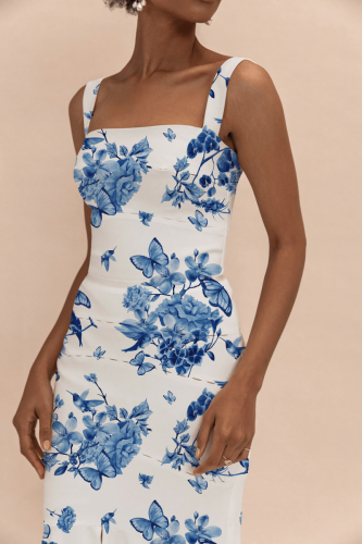 Estampado floral jardín azul